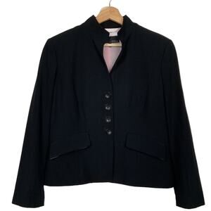 Les Copains Designer Military Blazer Mandarin Collar Black Women's 46 IT/US 10